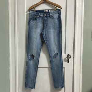 Indigo Rein Anklet Deconstructed Skinny Jeans - Regular Wash